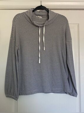 Striped Drawstring Hoodie - Black & White